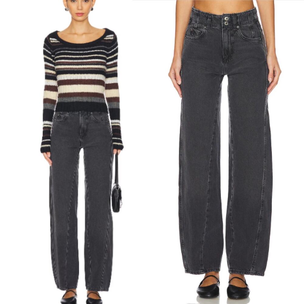 NEW! Free People We The Free Aster Straight Leg Jeans 26 Asteroid Black $98